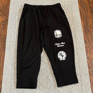 Golden State Warriors NBA Jogger Mens XL Black Logo Cropped Sweatpants Rare